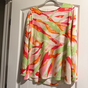 Belle by Kim Gravel Sz L Top Slub Knit Soft Colorful long sleeves